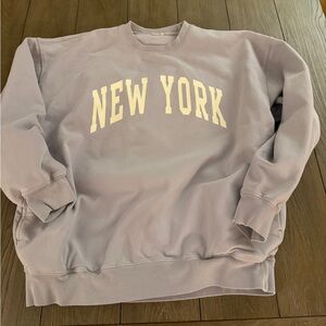 Brandy Melville| John Galt New York Crewneck Sweater - Light Blue pockets One si